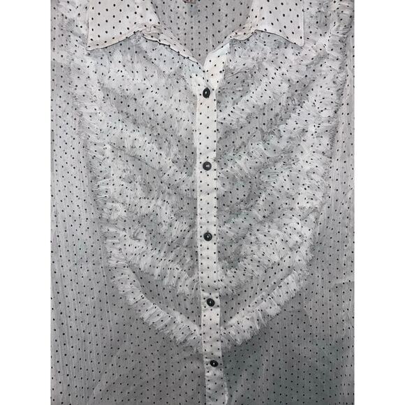Free People Sheer Polka Dot Ruffle Blouse M – Flirty, Feminine & Effortless! - Picture 6 of 12